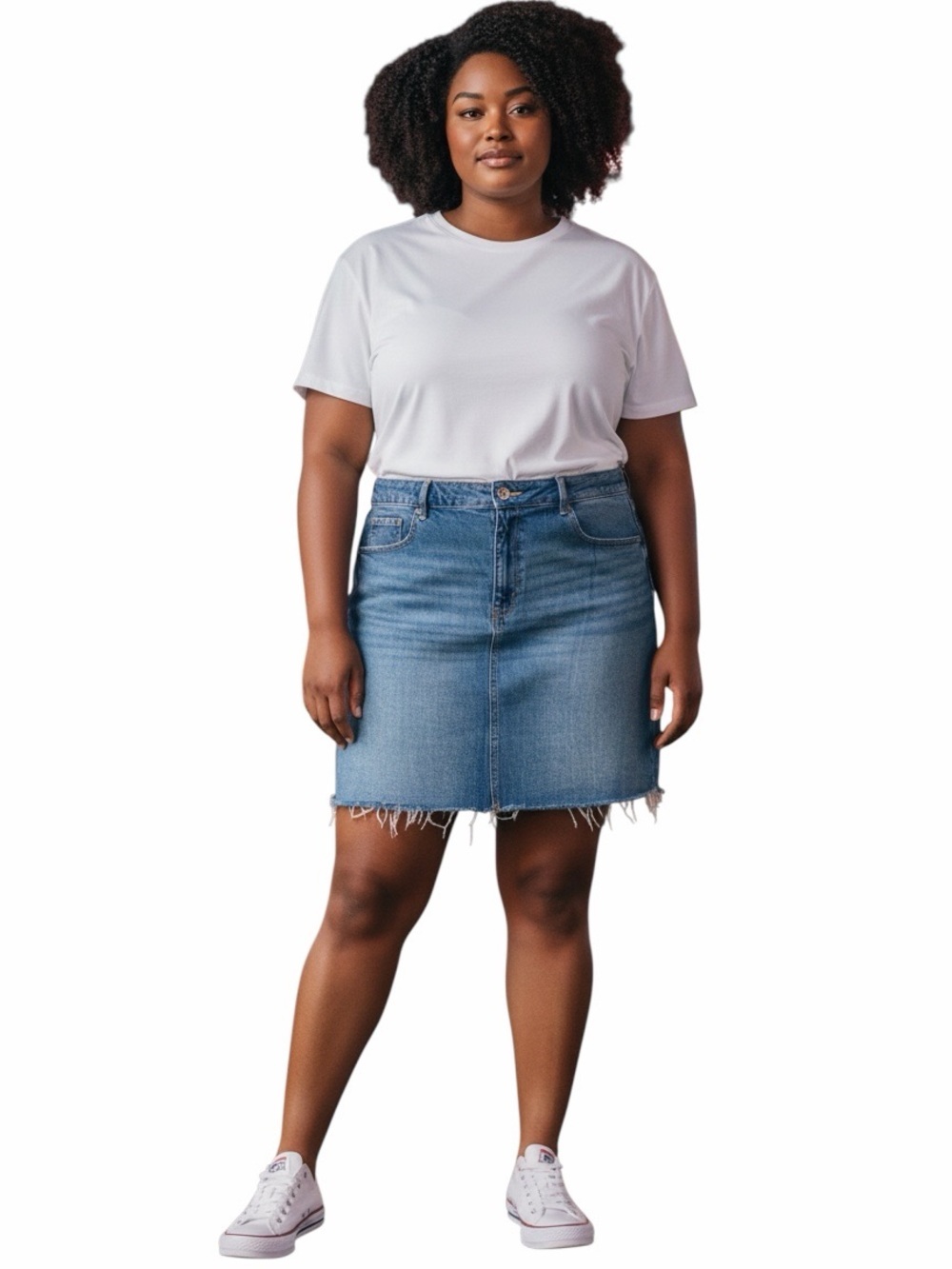 LOFT Medium Blue Denim Mini Skirt with Raw Hem